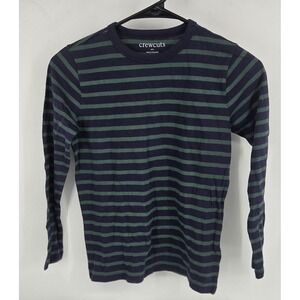 Crewcuts by J. Crew Boys Navy Green Striped Long Sleeve T Shirt Size M